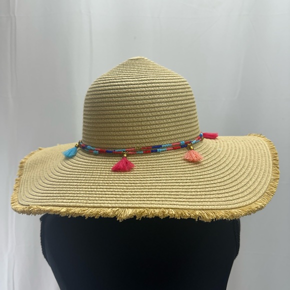 Capelli of New York Accessories - Capelli of New York Multicolor Beaded Straw Hat